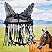 Hat with Tassels Prevent Fly Tassel Adjustable Mask Comfortable Mesh for Horse(42x56cm)