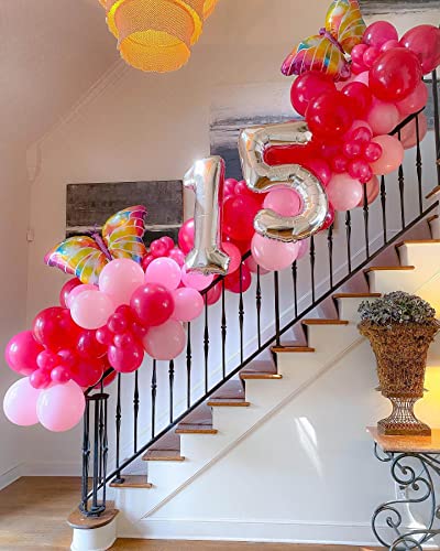 Image of 40 Inch Silver 15 Number Balloons Giant 15 or 51 Balloons Silver Birthday 15 Balloons 15th Birthday Anniversary Party Decorations Supplies