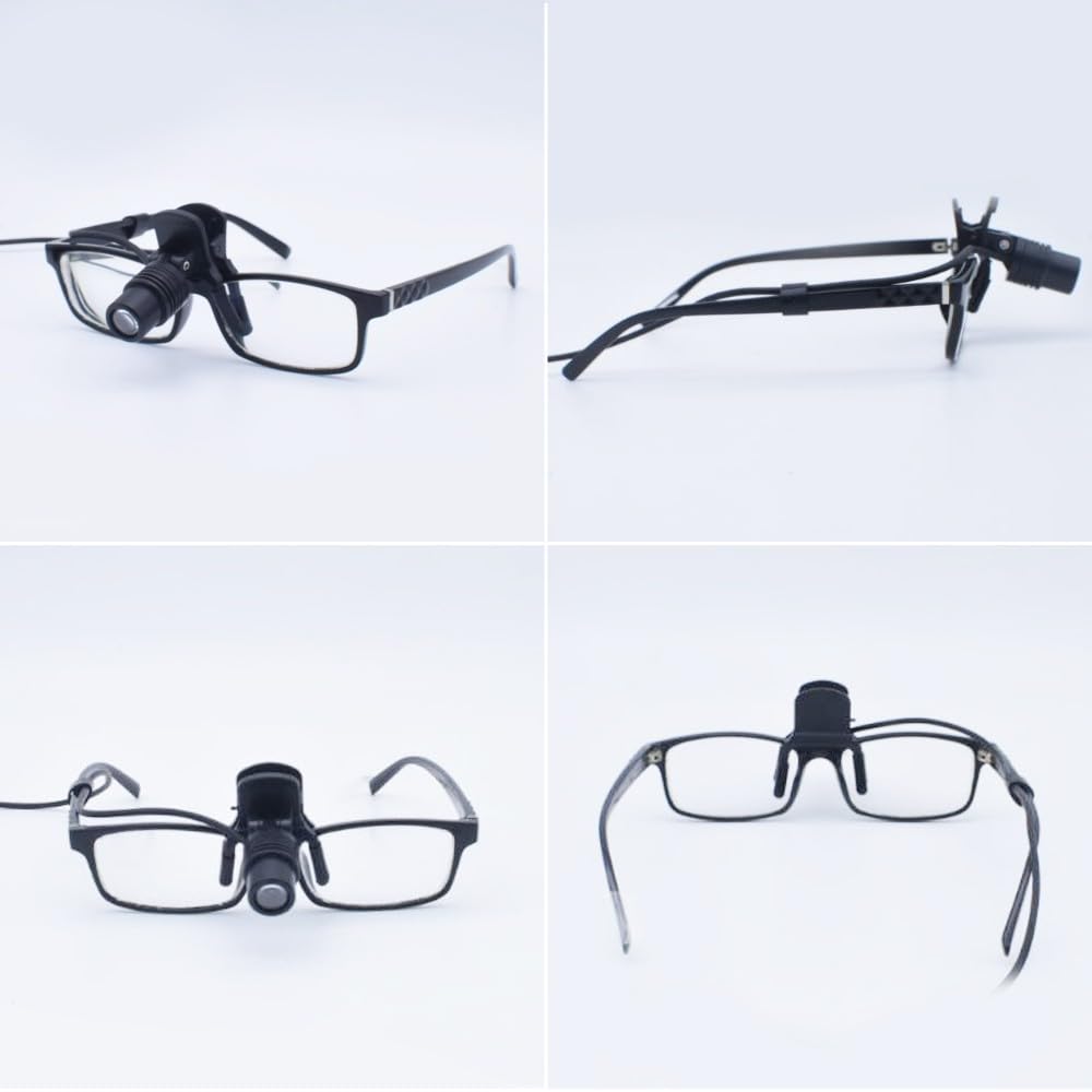 Faro da 3 W con filtro ottico, lampada frontale ultraleggera regolabile con clip per occhiali con lente d'ingrandimento medica, tempo di alimentazione ≥5 ore