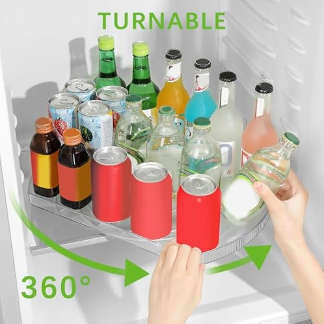 Lazy Susan Turntable Organizer for Large Refrigerator, 360¡ã Rotate Fridge Organizers and Storage, 16.54 Inches Rectangle Lazy Susan Organizer for Fridge, Cabinet, Pantry
