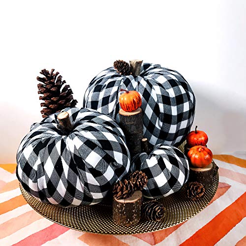 image for Winlyn Package of 3 Assorted Burlap Pumpkins Fabric Pumpkins Buffalo P