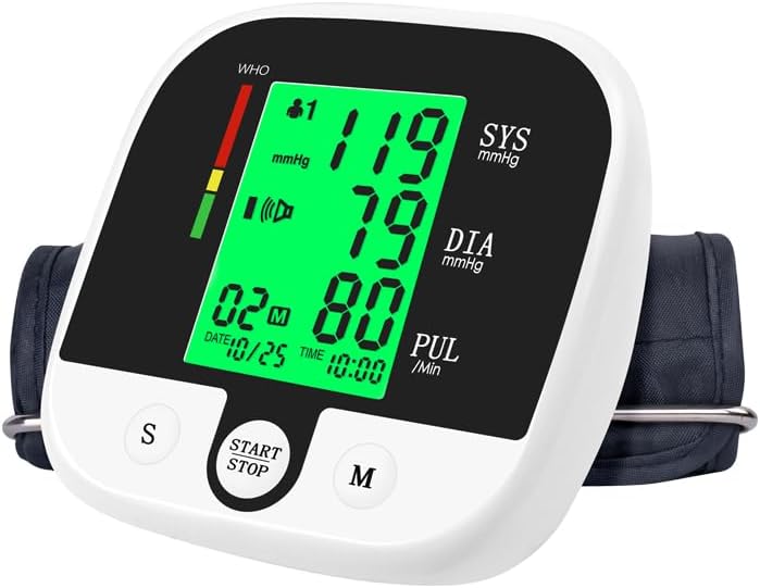 PEAKME Blood Pressure Monitor Upper Arm Machine Quick & Easy at-Home Automatic Digital, AVG BP Curve with Largest LED Backlit Display, Adjustable Cuff Kit, Foldable Bracket Design, Black