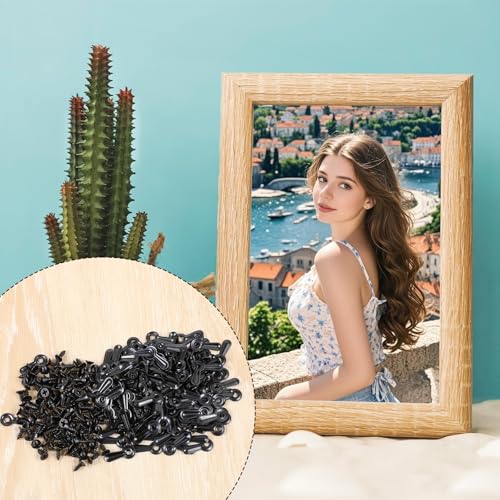 Image of 200 Set Picture Framing Turn Button Fasteners, Photo Backing Clips with Screws, Heavy Duty Metal Photo Frame Clips Fasteners for Craft, Hanging Supplies