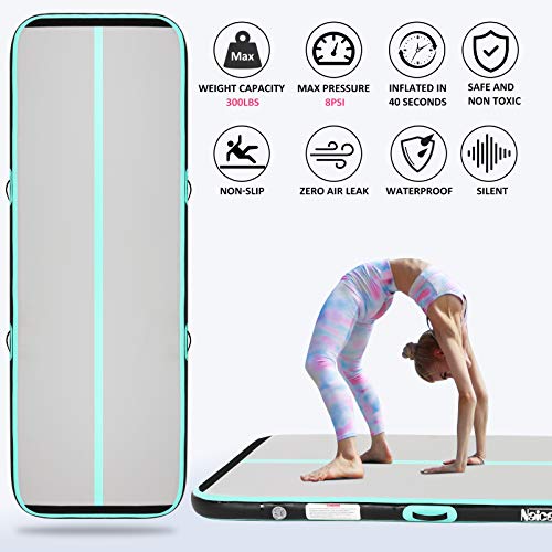 Naice Inflatable Air Gymnastics Mat, Training Tumbling Mat,10 Feet Tumble Tracks Air Training Mats with Electric Air Pump for Indoor/Gym/Outdoor/Yoga/Water/School Use