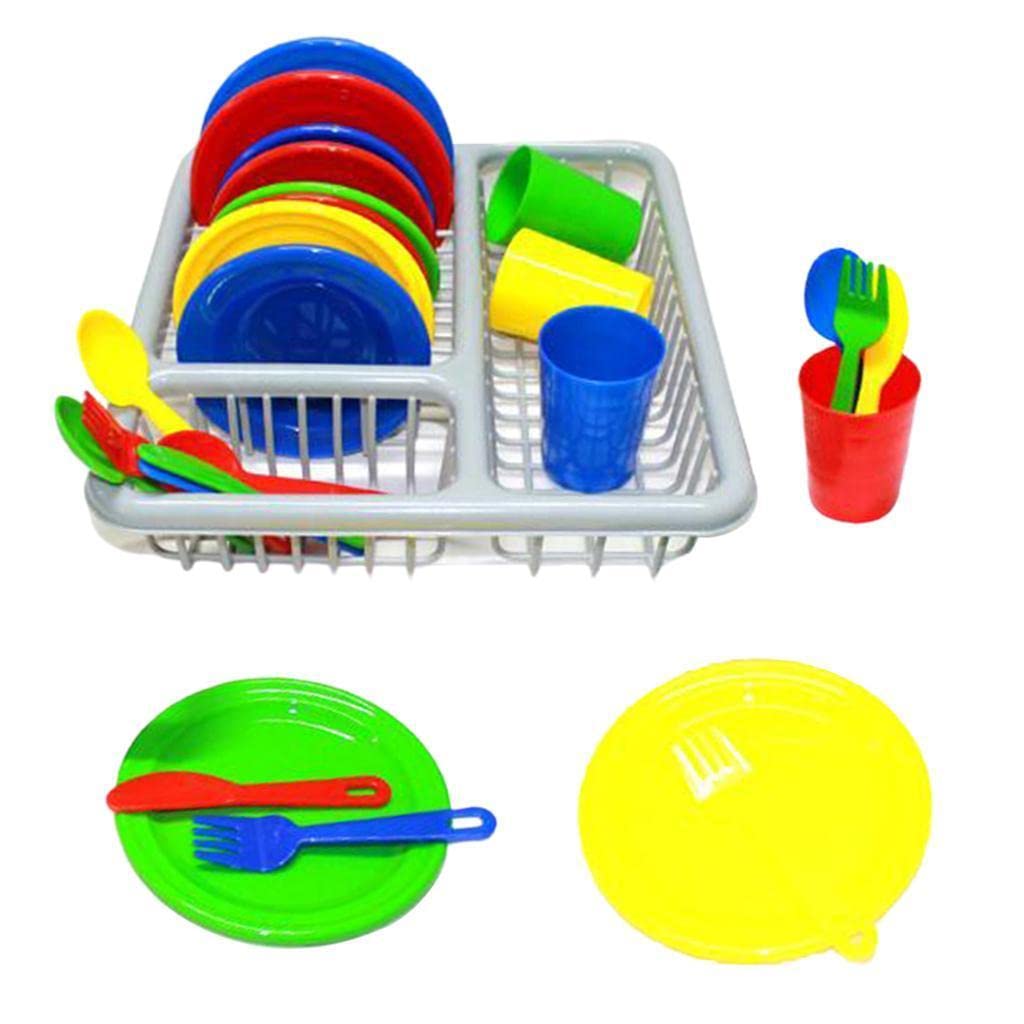 Juguete Cocina Infantil Set Accesorios Alimentos Utensilios Plástico Seguro Apto para Desarrollo Motricidad Fina Aprendizaje TEM, 50x50x16cm