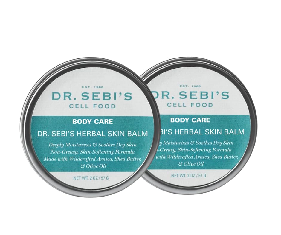 Dr. Sebi's Herbal Skin Balm, Non-Greasy Formula, Deeply Moisturizes & Soothes Dry Skin, with Wildcrafted Arnica, Shea Butter, Olive Oil. For all skin types - 2 Pack