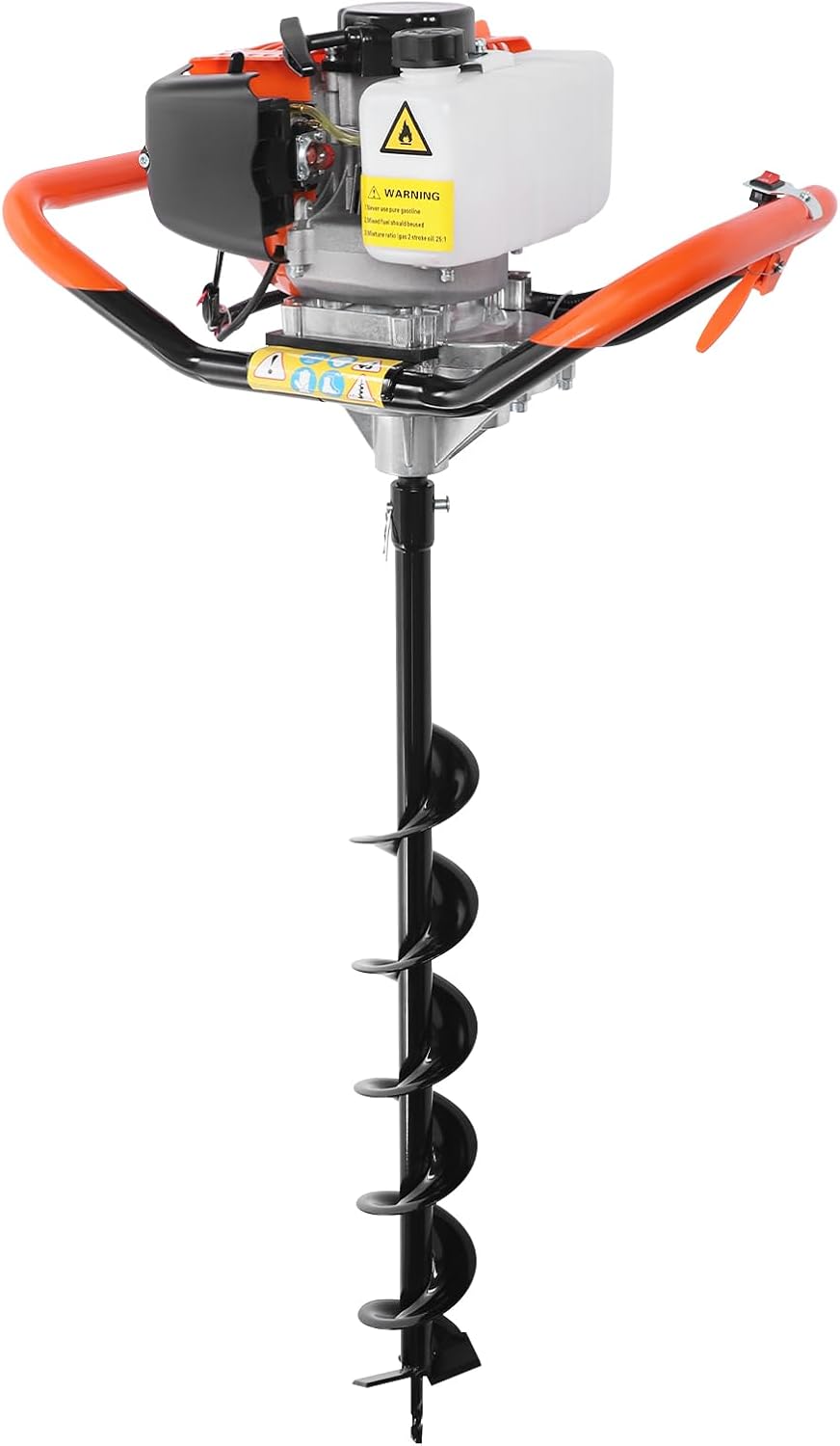 52CC Post Hole Digger, 2.3HP 8500RPM 2-Stroke Hole Digging Machine Earth Auger Dig Holes Single Cylinder Fence Post Holes Digging with 4" 6" & 8" Auger Drill Bits for Farm Garden Plant (52CC)