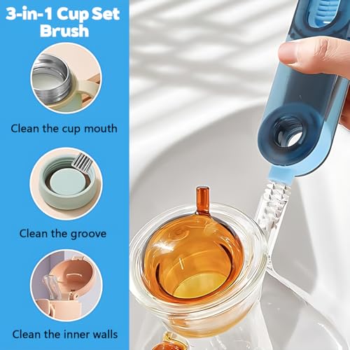 JUGUTA 3-In-1-Reinigungsbürsten, Multifunktionale Reinigungsbürste, Spaltreinigungsbürste, Tassendeckel-Reinigungsbürste, Reinigungswerkzeuge