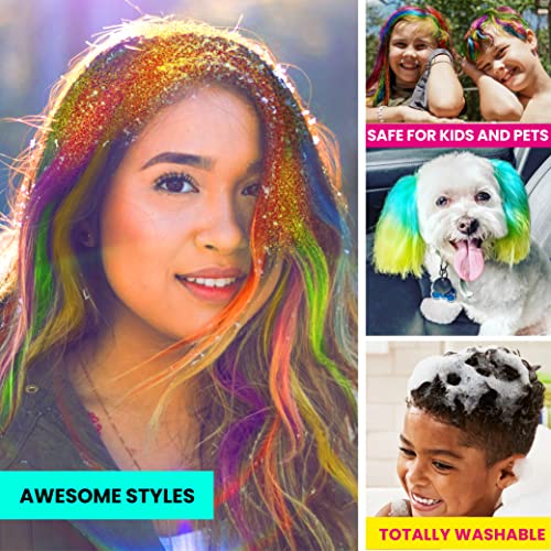 Huelondon Hair Chalk For Girls, Hair Chalk For Dark Hair, Hair Chalk Set - Glitter Styling Kit, Temporary Hair Color For Kids, Washable Chalk Hair Dye - Face Paint, Hair Chalk For Kids #TOP5