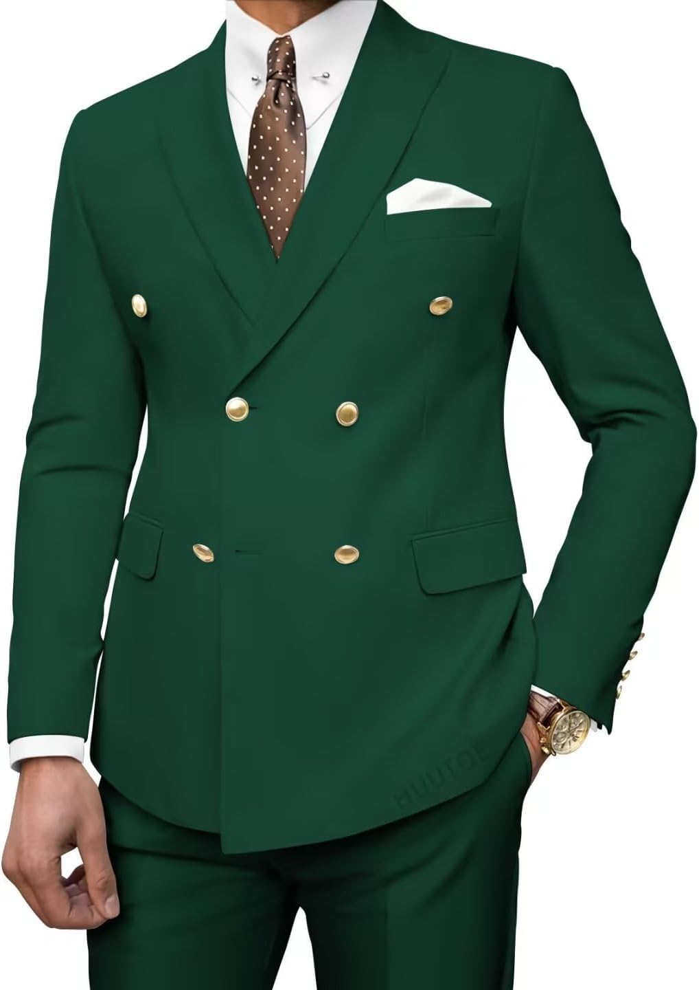 HUUTOE Mens Suits Slim Fit 2 Piece Double Breasted Suit Blue Prom Suits for Men Regular Fit Suit Prom Tuxedo for Men2025