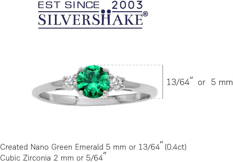 Silvershake Petite Design Round Shape Gemstone Birthstone White Gold Plated or Yellow Gold Plated 925 Sterling Silver Solitaire Promise or Engagement Ring Jewelry for Women - Image 3