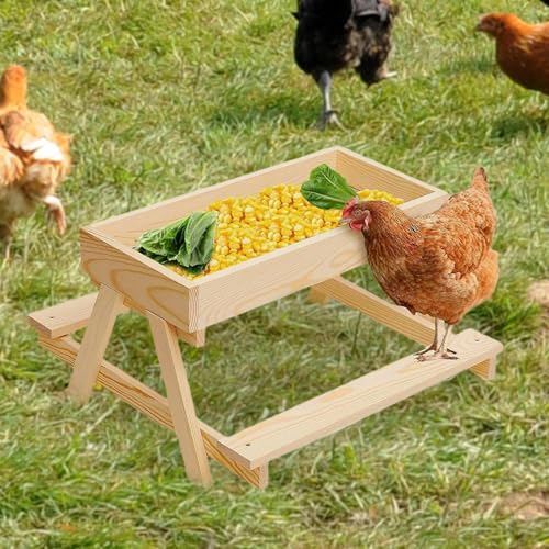 Table à Poules en bois pour éviter le gaspillage des graines de canards