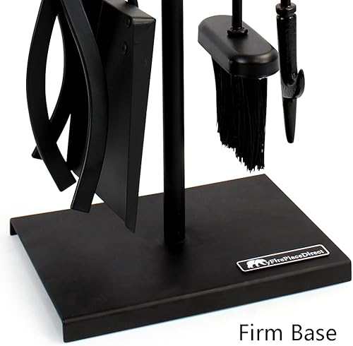 Miniatura 6 de Juego de 5 herramientas para chimenea de hierro forjado para interiores y exteriores, juego de herramientas para chimenea con cepillo para chimenea,