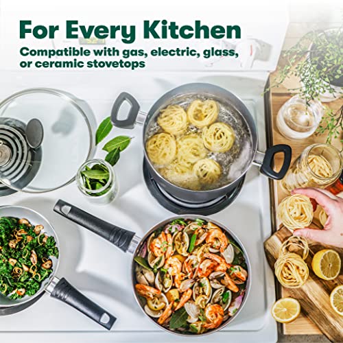 Bella Nonstick Cookware Set With Glass Lids - Aluminum Bakeware, Pots And Pans, Storage Bowls & Utensils, Compatible With All Stovetops, 21 Piece, Black #TOP5