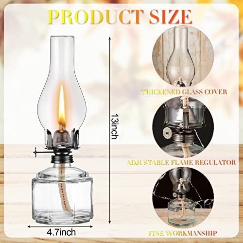 Yahenda 4 Pieces Chamber Oil Lamp For Indoor Use, Vintage Oil Lantern Large Glass Clear Kerosene Lantern Decorative Hurricane Lamp Oil Lantern For Home Tabletop Decor And Emergency Lighting #TOP1