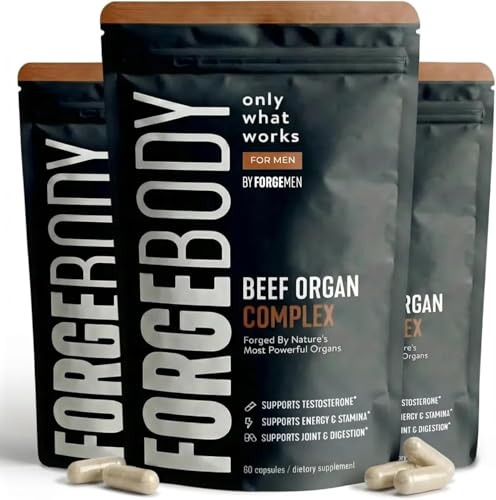 FORGEBODY Beef Organ Capsules 100% Grass Fed Beef Organ Complex Supplement with Blend of Liver, Heart, Bone Marrow, Pancreas & Testicles - Supports Body Health & Brain Function [3 Months]