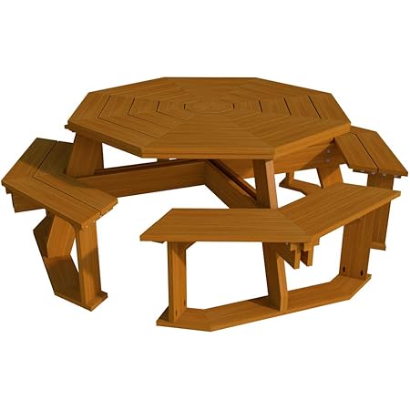 Octagon Picnic Table Benches Plans DIY Outdoor Patio Furniture Build Your Own