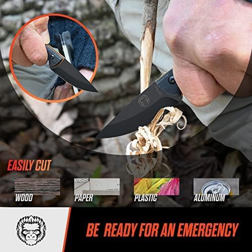 Miniatura 4 de Cuchillo de supervivencia  Cuchillo de cuello Bushcraft para hombre, juego de regalo de hoja fija ambidiestro Kydex y varilla de ferro, hoja EDC D2