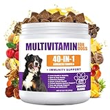 40 in 1 Dog Vitamins and Supplements 200Ct Dog Multivitamin Chewable, Immunity Support Multivitamin Vitamins with Turkey Tail Mushroom, Skin & Coat, Mobility, Gut & Heart Health, Hip & Joint Support