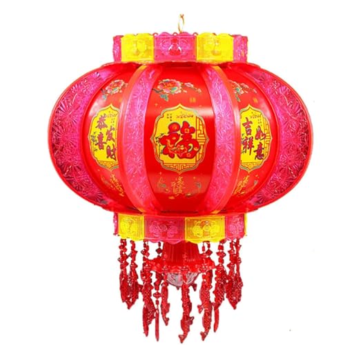 WxuuLTGJR Faroles giratorios Chinos, faroles Rojos iluminados for el Festival de Primavera Chino, Farol for el Festival del Medio Otoño con Borla acrílica.(16'')