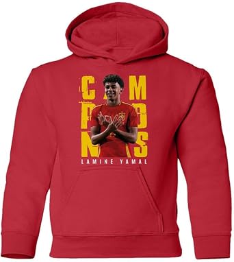 GamesDur Spain Campeones De Europa Lamine Yamal Celebration Youth Hooded Sweatshirt