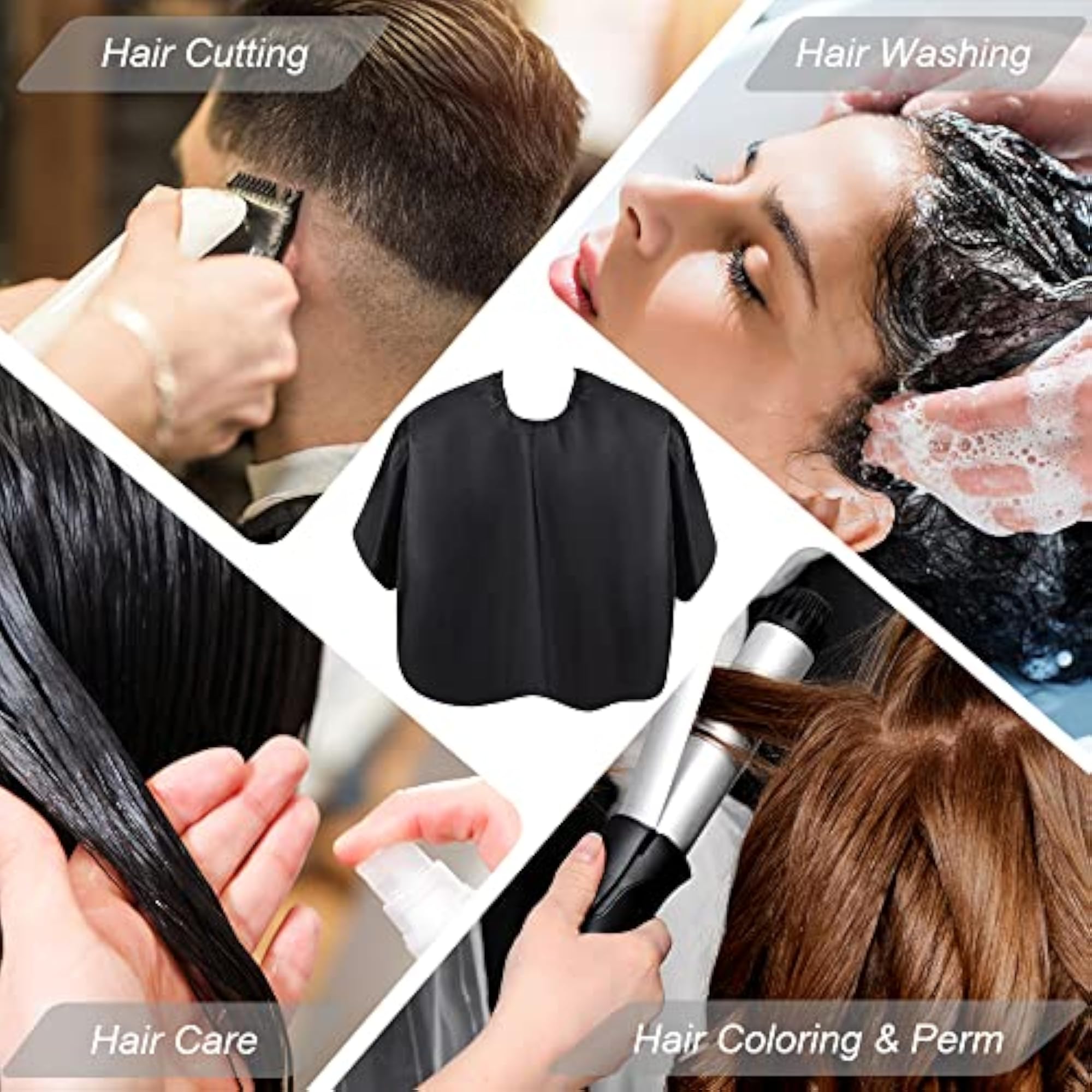 Black Waterproof Salon Hair Cutting Barber Cape, Pack Of 2