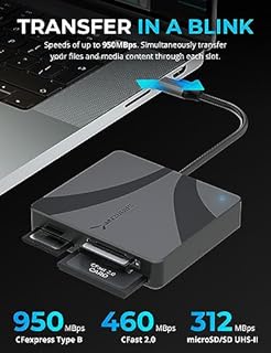 SABRENT USB-C Multi-Card Reader for CFexpress Type B, CFast 2.0, and microSD/SD Cards (CR-C4PM)