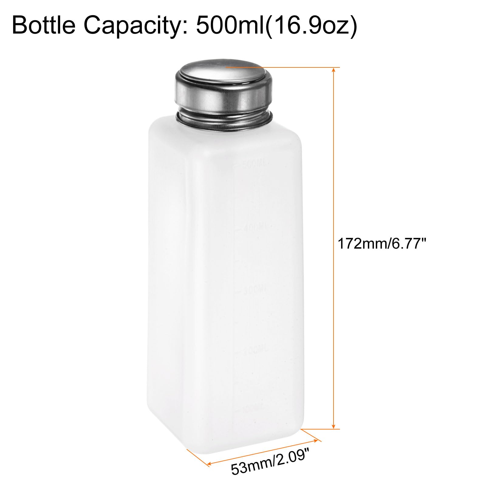 QUARKZMAN 3Pcs Distributeurs de Solvant d'Alcool de 500 ml (16,9 OZ) avec Pompe Poussoir et Bouteille de Scellement en Acier Inoxydable pour Acétone, Nettoyant, Blanc