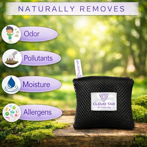 Image of Natural Activated Charcoal Air Purifier Bag Odor & Moisture Absorber Dehumidifier for Car Refrigerator Home Wardrobe Kitchen Bathroom Dampness & Allergen Remover Air Freshener (50gm)