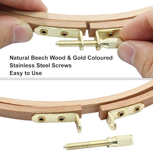Image of Murtenze 8 inch Embroidery Hoop Round Beech Wood Cross Stitch Hoop, Hand Embroidery and Cross-Stitch Tools for DIY Embroidery Floss Starter of Sewing Art Kits Crafts(2 Pack)