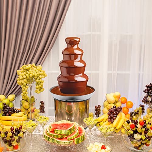 Hemoton 4 Tiers Chocolate Fountain Stainless Steel Chocolate Fondue Fountain, 2-Pound Capacity, Easy To Assemble, Perfect For Nacho Cheese, Bbq Sauce, Ranch, Liqueurs #TOP4