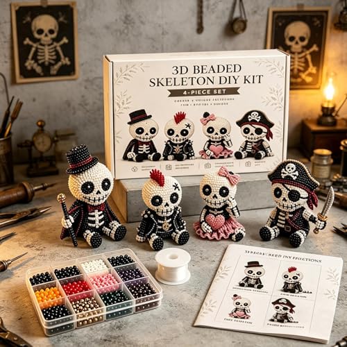 Kit esqueleto 3D con cuentas artesanales temáticas e instrucciones 3