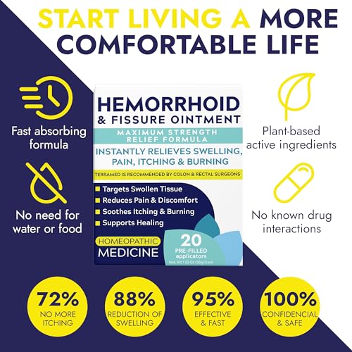 Image of Hemorrhoid Treatment | Hemorrhoid Ointment | Hemorrhoid & Fissure Ointment | 20 Pre-Filled Applicators | Fast & Effective Relief | Reduces Swelling, Itching & Discomfort | Advanced Formula