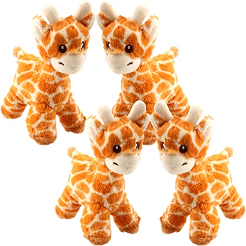 Haconba 4 Pack 7 Inch Stuffed Giraffe Animal Giraffe Plush Toy for Giraffe Safari Jungle Zoo Themed Party Baby Shower Birthday