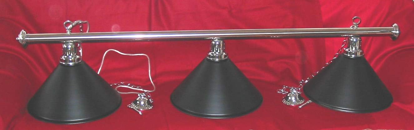 ROSETTA LUXURY CHROME 60 INCH POOL BILLIARD SNOOKER TABLE LIGHT BLACK SHADE ISLAND LIGHTING