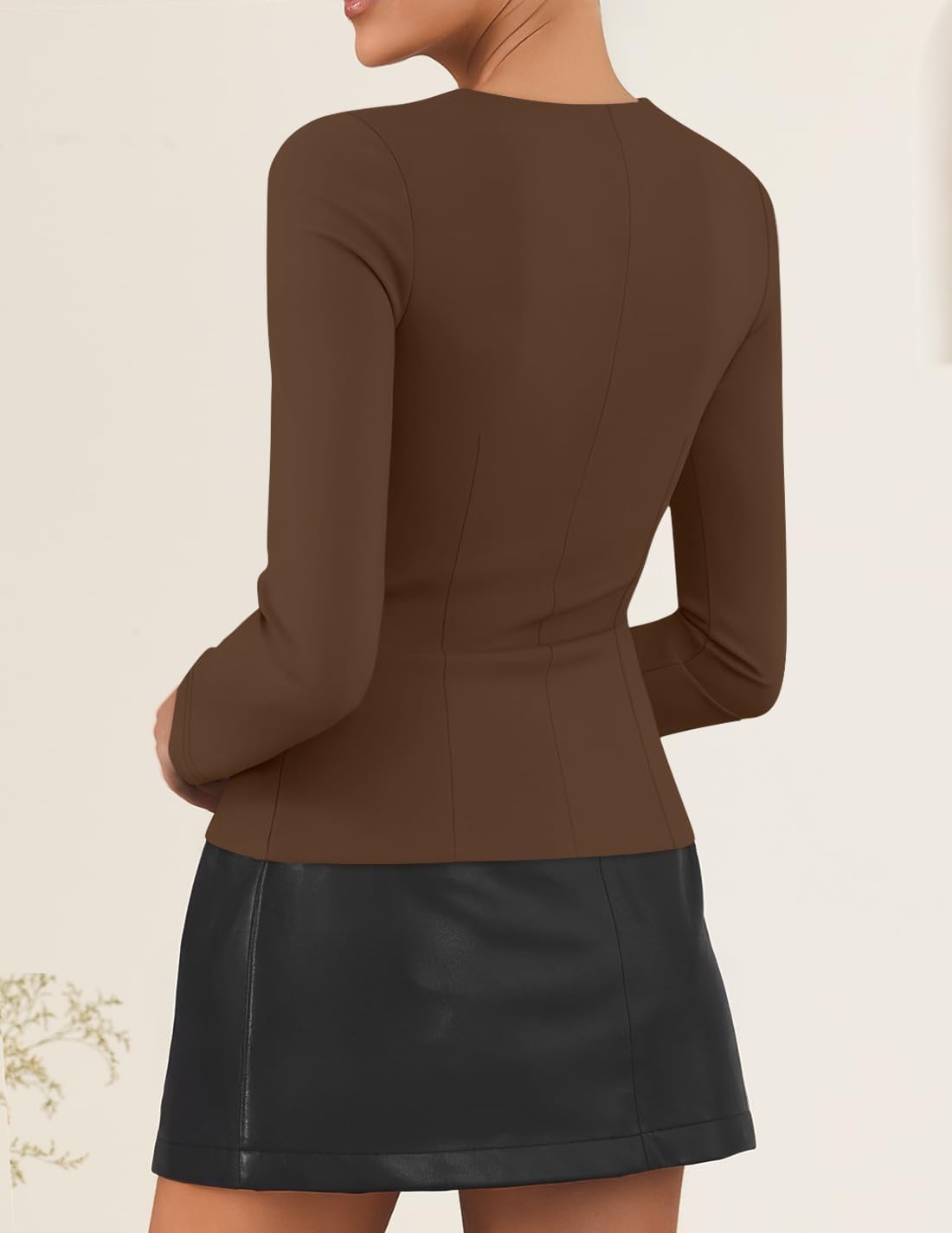 ZESICA Women's Spring Square Neck Blazers 2026 Casual Long Sleeve Button Up Work Business Fitted Blazer Jackets - Image 3