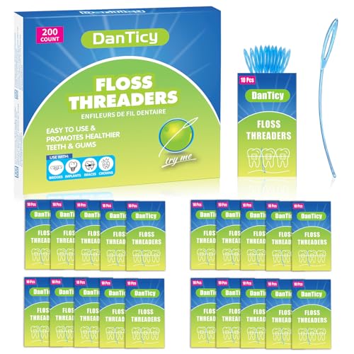 Bridge Dental Floss Threaders Firm and Stiff Loops for Braces Bridges Implants Retainers Orthodontic Plaque Dental Floss Aid 20 Packs of 10 200 Count