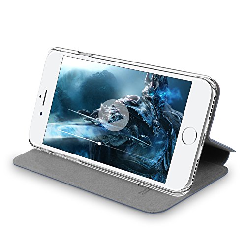 doupi Flip Cover for iPhone 8/7 Plus (5.5 inch), Magnet Protective Flip Case Book Style Screen Protector Stand, dark blue - Image 3