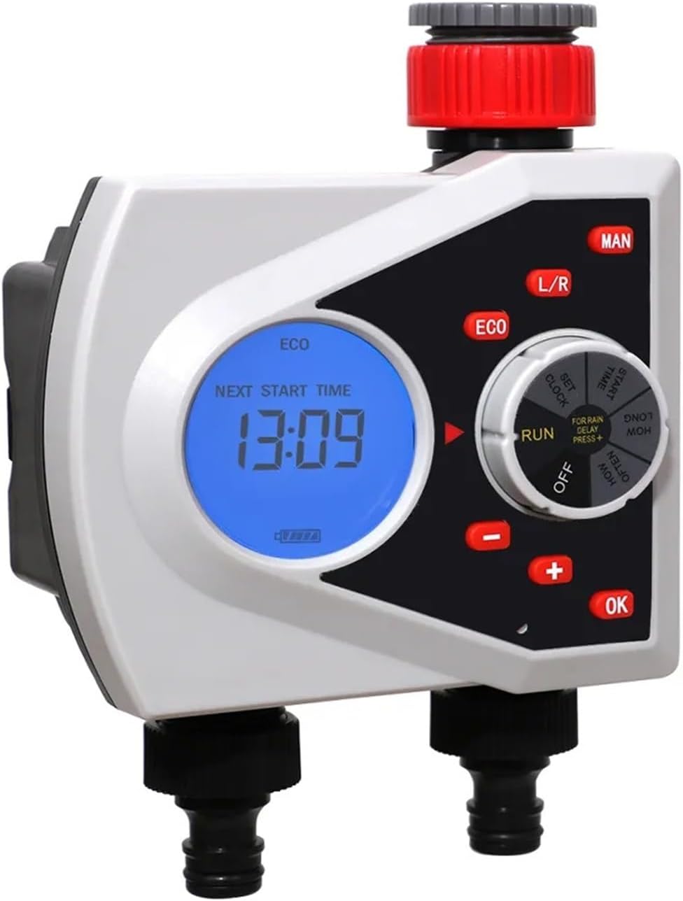 Two Outlets Garden Automatic Watering Timer, Digital Electronic Solenoid Valve Sprinkler Timer Irrigation Controller System