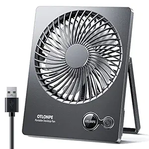 Otlonpe Small USB Desk Fan, 180 degreeTitl Foldable Portable Desktop Fan, 5 Inch Ultra-thin & Quiet Mini Table Fan, 3 Speed Powerful Personal Cooling Fan for Bedroom Home Office Travel Outdoor (Black)