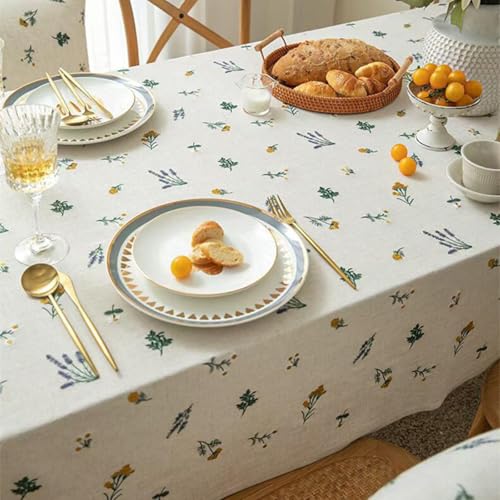 Nappe en coton et lin brodé pour repas de famille et table café - 5