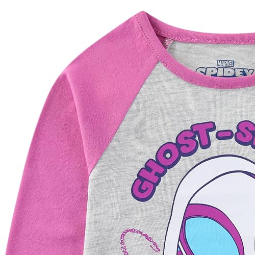 Image of Marvel Spider-Gwen Ghost Spider Girls Long Sleeve Shirt and French Terry Pants 2 Piece Outfit Set for Toddler and Big Kids