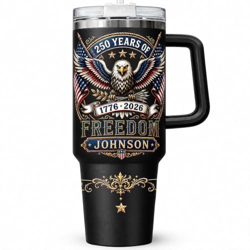 Image of Personalized 250th Anniversary Of America Tumbler - Custom Patriotic USA Flag 1776-2026 Gifts - US Eagle Freedom Tumbler 40oz A17 - American Flag Independence Celebration Gifts For Men, Women