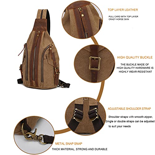Canvas Sling Bag for Men Vintage Chest Bag Lightweight Backpack Crossbody Bag Shoulder Casual Women Outdoor Cycling Travel4