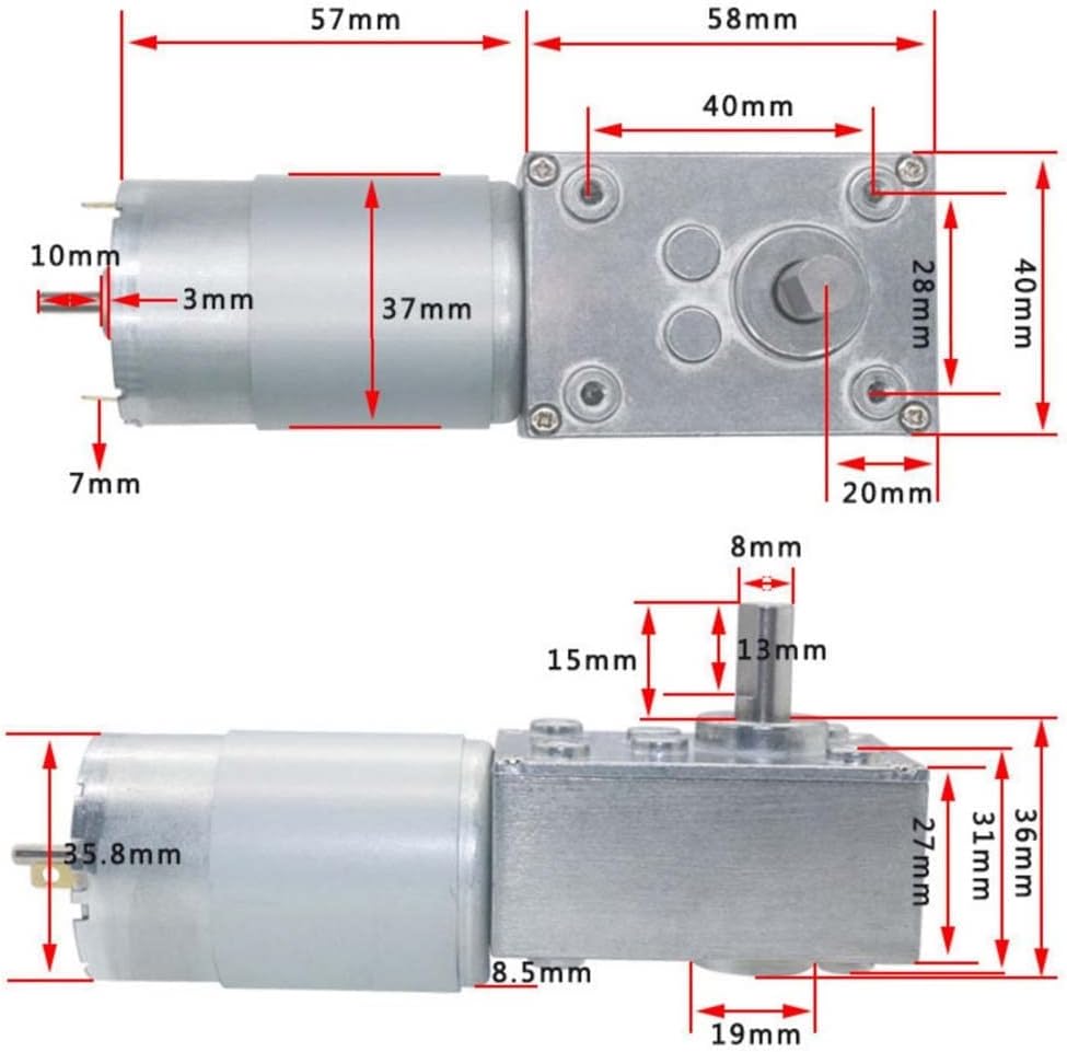 DC Gear Motor 24V 12V High Torque Gear 5840-555 Right Angle Adjustable Speed Motor with Bracket DC Electric Motor for DIY - (Speed(RPM): 260rpm, Voltage(V): 12V)