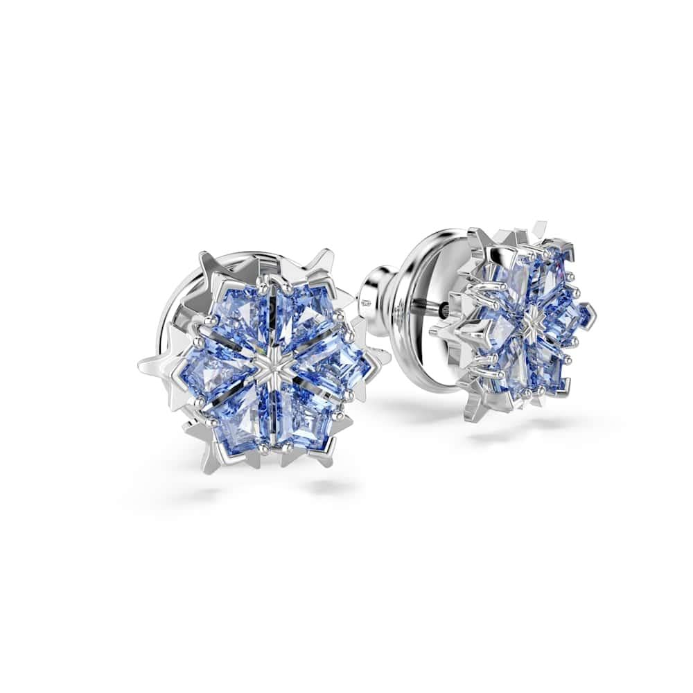 Swarovski Magic Orecchini a Lobo, Gioielli Versatili con Zirconia Grigio-Blu Swarovski, Forma a Fiocco di Neve, Placcatura in Tonalità Rodio, 1 x 1 cm, peso (singolo orecchino) 1,4 g