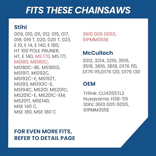 Image of 16 Inch Chainsaw Chain, 3 /8 inch LP Pitch .043 inch Gauge 55 Drive Links, Germany Steel Anti-Kickback Replacement for Stihl MS170, MS171, MS180, MS180C, 3-Pack