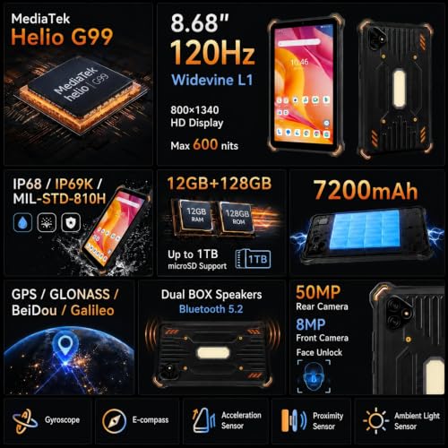 Image of AGM PAD P3 8.68 inch Rugged Tablet Camping Light IP68 /IP69K 7200mAh 6GB+128GB