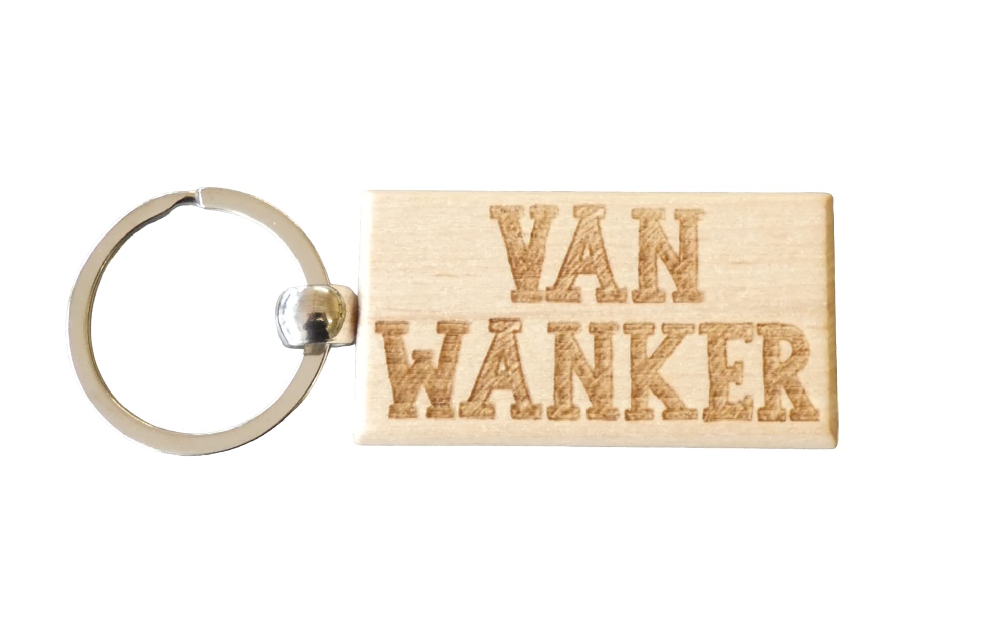 Decalarama Brown Van Keyring Gift Van Wanker Cute Engraved Wooden Driver Key Fob Fun Novelty Nice Custom Present