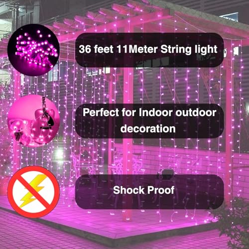 Image of One94Store LED Pixel String Light Pack of 3 - 36 Ft Copper Wire Fairy Lights, Bright Pink Decorative Lights for Diwali Decoration, Home Decor, Pooja, Festival, Christmas, Wedding & Party